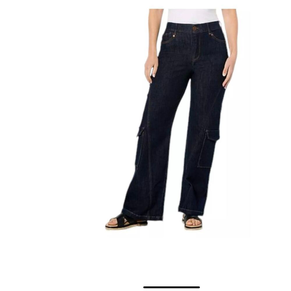 DEMOCRACY NWT Sky Rise Absolution Wide Leg Cargo Dark Wash Jeans Size 10